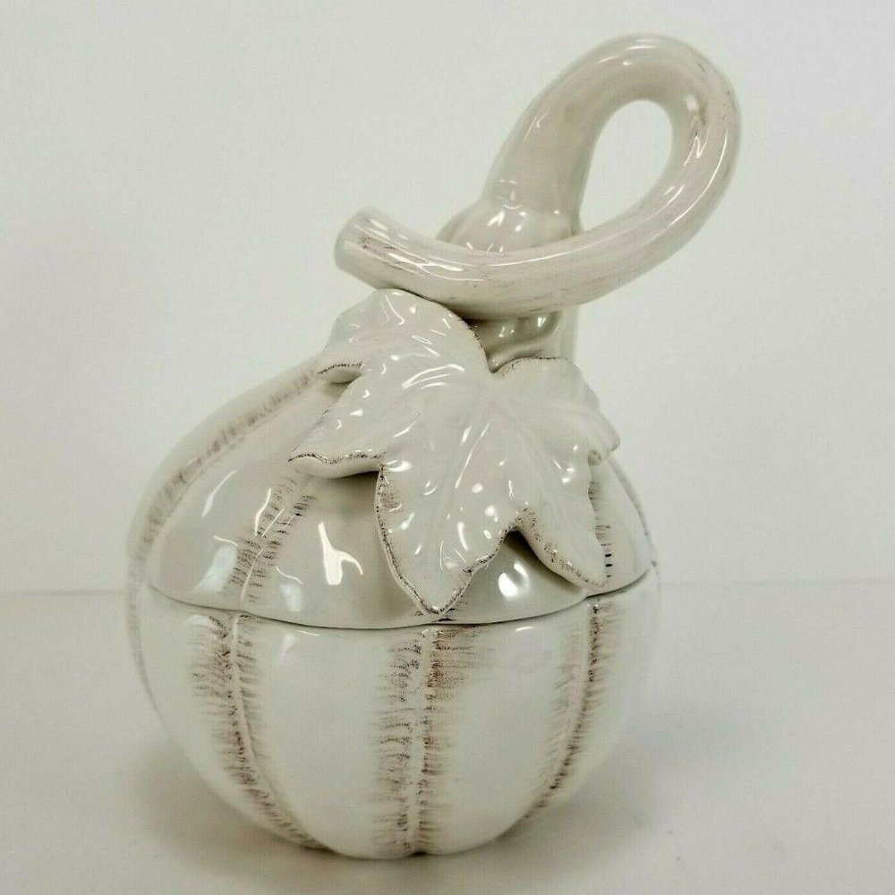 Mikasa Pumpkin Shape Covered Soup Bowl Fall Decor